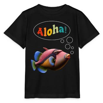 Humuhumunukunukuapua'a Hawaiianischer Riff-Drücker - Stanley/Stella Kinder T-Shirt MINI CREATOR  - Schwarz - Vorne - Mikhail (115cm)