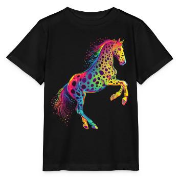 Appaloosa cheval Pop Art - T-shirt bio MINI CREATOR Stanley/Stella Enfant - noir - Devant - Mikhail (115cm)