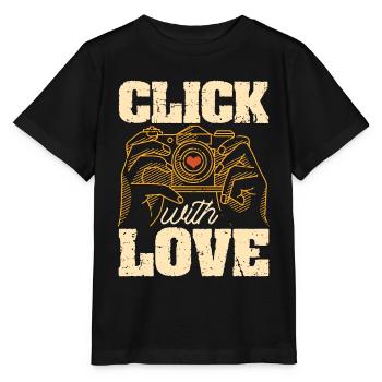 Photographer Click With Love Photo Shoot Cameraman - Stanley/Stella MINI CREATOR Kids’ T-Shirt - black - Front - Mikhail (115cm)