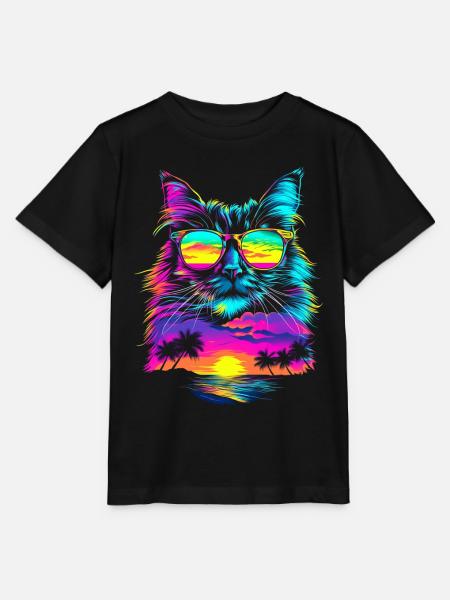 Birma Katze Sonnenbrille Strand Sonnenuntergang Po - Stanley/Stella Kinder T-Shirt MINI CREATOR - Schwarz