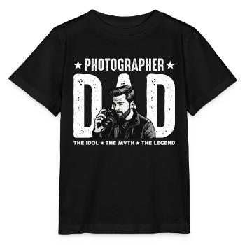 Photographer Dad The Idol The Myth Camera Lover - Stanley/Stella Kinder T-Shirt MINI CREATOR  - Schwarz - Vorne - Mikhail (115cm)