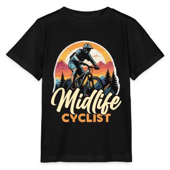 Midlife Cyclist Bike Racer Mountain Biking Cyclist - Stanley/Stella Kinder T-Shirt MINI CREATOR  - Schwarz - Vorne - Mikhail (115cm)