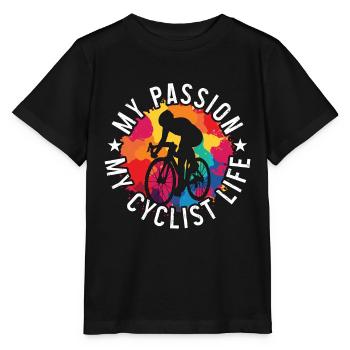 Cyclist My Passion My Cyclist Life Mountain Biking - Stanley/Stella Kinder T-Shirt MINI CREATOR  - Schwarz - Vorne - Mikhail (115cm)