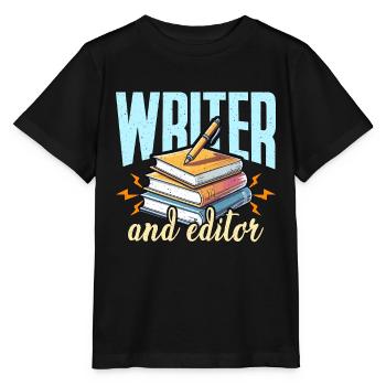 Writer And Editor Literature Bookworm Book Editor - Stanley/Stella MINI CREATOR Kids’ T-Shirt - black - Front - Mikhail (115cm)