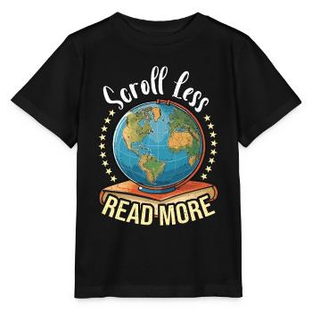 Literature Teacher Scroll Less Read More Reader - Stanley/Stella Kinder T-Shirt MINI CREATOR  - Schwarz - Vorne - Mikhail (115cm)
