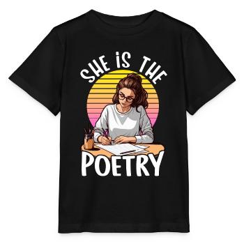 Amoureuse de la poésie Elle est la lectrice de la journalisation de la poésie - T-shirt bio MINI CREATOR Stanley/Stella Enfant - noir - Devant - Mikhail (115cm)