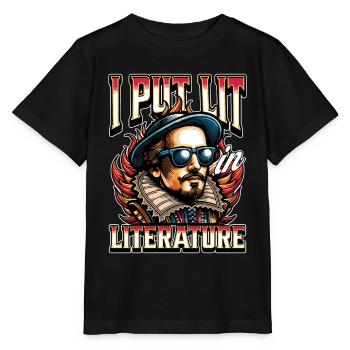 Professeur de littérature J’ai mis allumé dans la littérature livresque - T-shirt bio MINI CREATOR Stanley/Stella Enfant - noir - Devant - Mikhail (115cm)