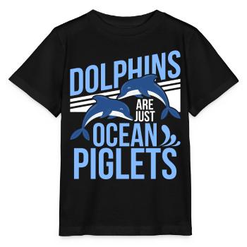 Les dauphins ne sont que des porcelets de l’océan, les dauphins sont de l’océan - T-shirt bio MINI CREATOR Stanley/Stella Enfant - noir - Devant - Mikhail (115cm)