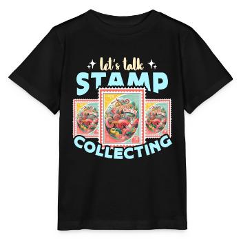 Collectionneur de timbres Parlons philatélie amoureuse des timbres - T-shirt bio MINI CREATOR Stanley/Stella Enfant - noir - Devant - Mikhail (115cm)