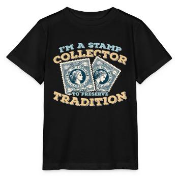 Je suis un collectionneur de timbres pour préserver la philatélie - T-shirt bio MINI CREATOR Stanley/Stella Enfant - noir - Devant - Mikhail (115cm)