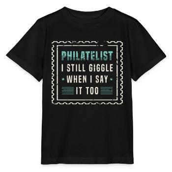 Stamp Collector Philatelist I Still Giggle Stamp - Stanley/Stella MINI CREATOR Kids’ T-Shirt - black - Front - Mikhail (115cm)