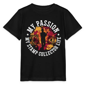 Collectionneur de timbres Ma passion Ma collection de timbres - T-shirt bio MINI CREATOR Stanley/Stella Enfant - noir - Devant - Mikhail (115cm)
