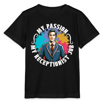 Réceptionniste Ma passion Ma réceptionniste Emploi de bureau - T-shirt bio MINI CREATOR Stanley/Stella Enfant - noir - Devant - Mikhail (115cm)