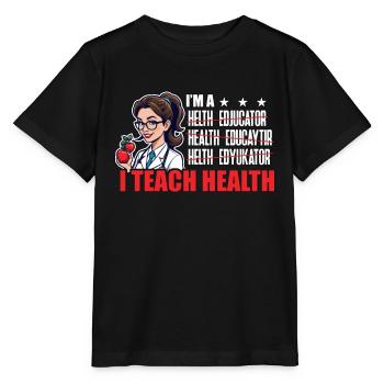 Éducateur en santé Je suis un conseiller en santé J’enseigne - T-shirt bio MINI CREATOR Stanley/Stella Enfant - noir - Devant - Mikhail (115cm)