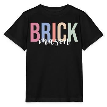 Maçonnerie de brique Maçon Maçon - T-shirt bio MINI CREATOR Stanley/Stella Enfant - noir - Devant - Mikhail (115cm)