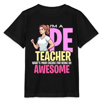 Instructeur d’éducation physique Je suis professeur d’éducation physique Santé physique - T-shirt bio MINI CREATOR Stanley/Stella Enfant - noir - Devant - Mikhail (115cm)