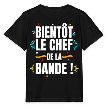 Bientôt le Chef de la Bande - Futur Grand Frère - T-shirt bio MINI CREATOR Stanley/Stella Enfant - noir - Devant - Mikhail (115cm)