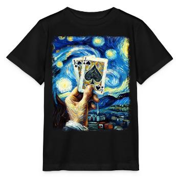 Blackjack Cartes de jeu Nuit étoilée Peinture - T-shirt bio MINI CREATOR Stanley/Stella Enfant - noir - Devant - Mikhail (115cm)