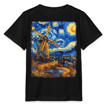Éolienne Éolienne Peinture Nuit Étoilée - T-shirt bio MINI CREATOR Stanley/Stella Enfant - noir - Devant - Mikhail (115cm)