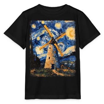 Éolienne Éolienne Peinture Nuit Étoilée - T-shirt bio MINI CREATOR Stanley/Stella Enfant - noir - Devant - Mikhail (115cm)