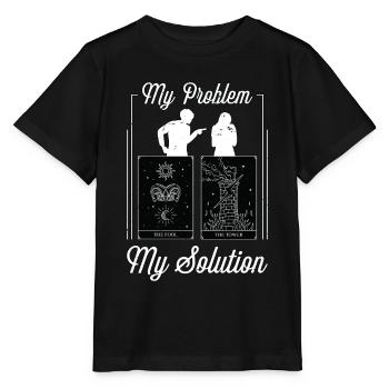 Lecteur de tarot Mon problème Ma solution Pictogramme Maman - T-shirt bio MINI CREATOR Stanley/Stella Enfant - noir - Devant - Mikhail (115cm)