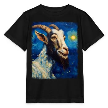 Faun Satyrs Roman Mythology Goat Starry Night - Stanley/Stella MINI CREATOR Kids’ T-Shirt - black - Front - Mikhail (115cm)
