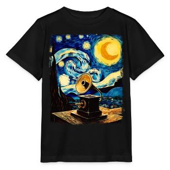 Gramophone Old School Platine Vinyle Nuit Étoilée - T-shirt bio MINI CREATOR Stanley/Stella Enfant - noir - Devant - Mikhail (115cm)