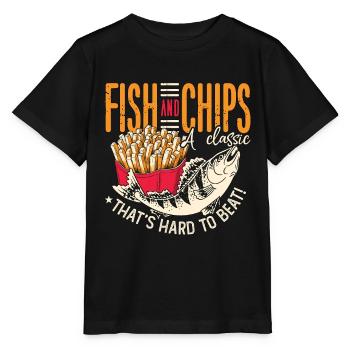 Fish And Chips A Classic That British Delicacy - Stanley/Stella MINI CREATOR Kids’ T-Shirt - black - Front - Mikhail (115cm)