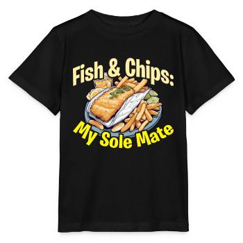 Fish & Chips My Sole Mate British Street Food - Stanley/Stella MINI CREATOR Kids’ T-Shirt - black - Front - Mikhail (115cm)