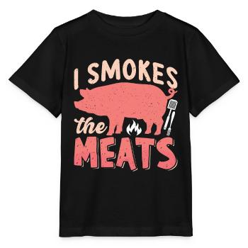Pulled Pork BBQ I Smokes The Meats Barbecue Lover - Stanley/Stella MINI CREATOR Kids’ T-Shirt - black - Front - Mikhail (115cm)