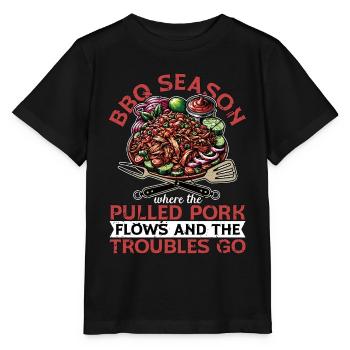 Pulled Pork BBQ Season Where The Pulled Grilling - Stanley/Stella MINI CREATOR Kids’ T-Shirt - black - Front - Mikhail (115cm)