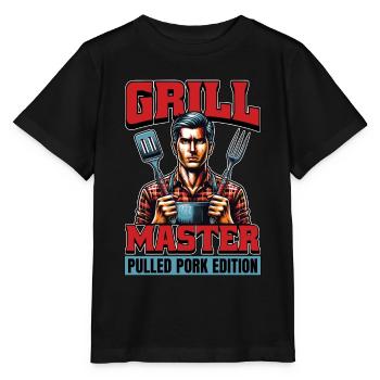 Pulled Pork BBQ Grill Master Pulled Barbecue Lover - Stanley/Stella MINI CREATOR Kids’ T-Shirt - black - Front - Mikhail (115cm)