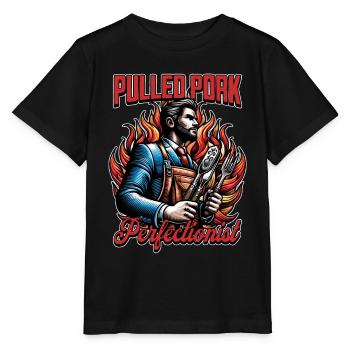 Pulled Pork Perfectionist Grilled Meat BBQ Lover - Stanley/Stella MINI CREATOR Kids’ T-Shirt - black - Front - Mikhail (115cm)
