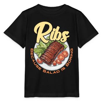 Côtes levées Parce que la salade est ennuyeuse Viande grillée Côtes levées BBQ - T-shirt bio MINI CREATOR Stanley/Stella Enfant - noir - Devant - Mikhail (115cm)