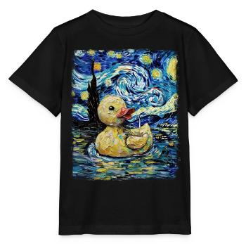 Rubber Duck Ducky Starry Night Painting - Stanley/Stella MINI CREATOR Kids’ T-Shirt - black - Front - Mikhail (115cm)