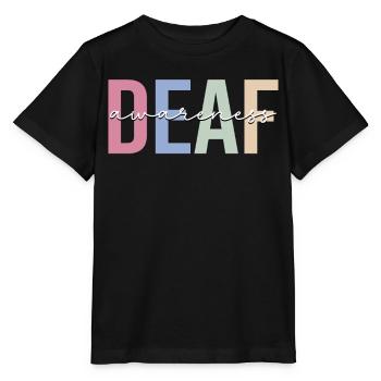 Sensibilisation à la surdité Deafness Amer - T-shirt bio MINI CREATOR Stanley/Stella Enfant - noir - Devant - Mikhail (115cm)