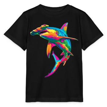 Hammerhead Shark Ocean Animal Popart - Stanley/Stella MINI CREATOR Kids’ T-Shirt - black - Front - Mikhail (115cm)