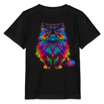 Chat de l’Himalaya Popart - T-shirt bio MINI CREATOR Stanley/Stella Enfant - noir - Devant - Mikhail (115cm)