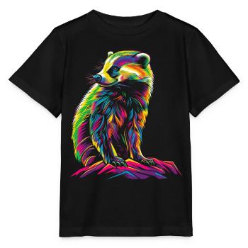 Miel Blaireau Ratel Popart - T-shirt bio MINI CREATOR Stanley/Stella Enfant - noir - Devant - Mikhail (115cm)