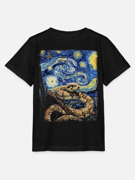 Snake Snakes Starry Night Painting - Stanley/Stella MINI CREATOR Kids’ T-Shirt - black