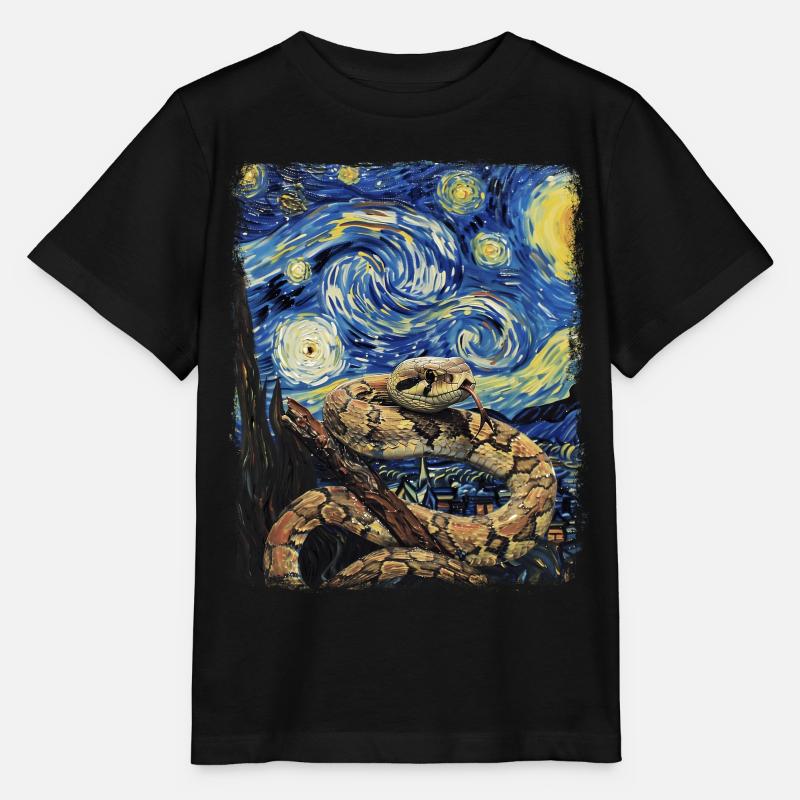 Schlange Schlangen Sternennacht Gemälde - Stanley/Stella Kinder T-Shirt MINI CREATOR - Schwarz