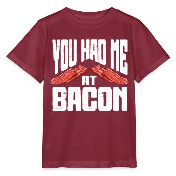 Tu m’as eu au bacon - T-shirt bio MINI CREATOR Stanley/Stella Enfant - bordeaux - Devant - Kain (125cm)