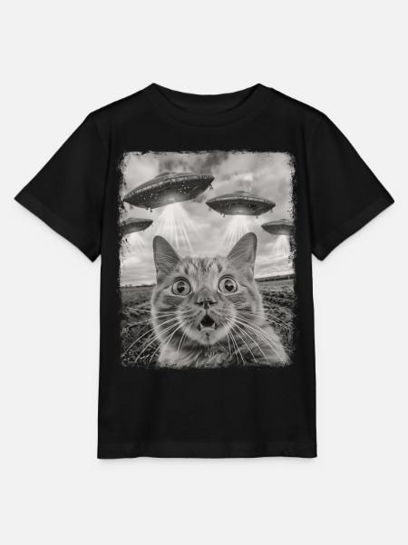Orange Katze Tabby Katze UFO Alien Außerirdischer - Stanley/Stella Kinder T-Shirt MINI CREATOR  - Schwarz