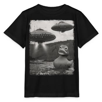 Rubber Duck Duckie UFO Alien Außerirdischer Selfie - Stanley/Stella MINI CREATOR Kids’ T-Shirt - black - Front - Mikhail (115cm)