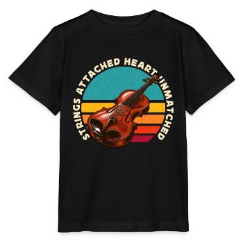 Fiddle Strings Attached Heart Musical Instrument - Stanley/Stella MINI CREATOR Kids’ T-Shirt - black - Front - Mikhail (115cm)