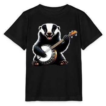 Honey Badger Ratel Joueur de banjo Bluegrass - T-shirt bio MINI CREATOR Stanley/Stella Enfant - noir - Devant - Mikhail (115cm)