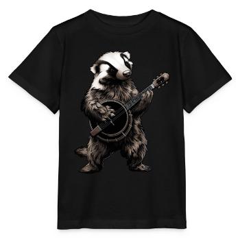Honey Badger Ratel Joueur de banjo Bluegrass - T-shirt bio MINI CREATOR Stanley/Stella Enfant - noir - Devant - Mikhail (115cm)