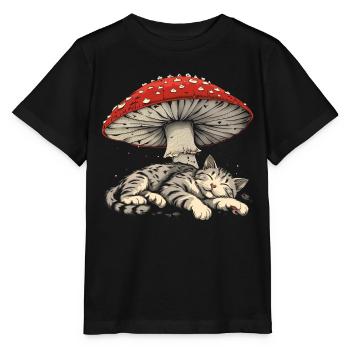 Cottagecore Ästhetische schlafende graue Katze Pil - Stanley/Stella Kinder T-Shirt MINI CREATOR  - Schwarz - Vorne - Mikhail (115cm)