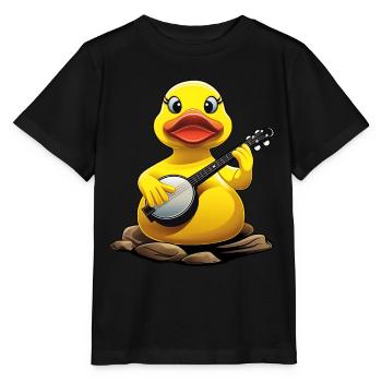 Rubber Duck Ducky Bluegrass Banjo Player - Stanley/Stella MINI CREATOR Kids’ T-Shirt - black - Front - Mikhail (115cm)