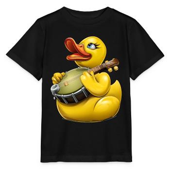 Rubber Duck Ducky Bluegrass Banjo Player - Stanley/Stella MINI CREATOR Kids’ T-Shirt - black - Front - Mikhail (115cm)